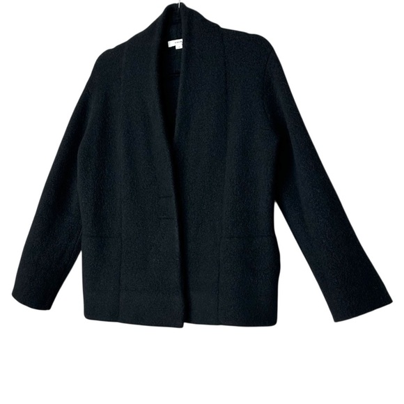 Vince Black Wool Alpaca Blend Single Snap Shrunken Cardigan Sweater Coat Size S - Picture 2 of 16